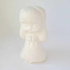 Vintage Unpainted Bisque Kitschy Cute Little Girl Figurine - Vintage Craft Supplies / Sixties Craft