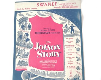 1946 Swanee Sheet Music from The Jolson Story - Vintage Forties Movie Music
