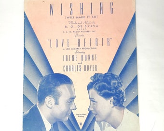 Vintage 1932 Wishing (Will Make it So) Sheet Music from Love Affair - Vintage Sheet Music / Vintage Movie Music