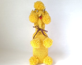 Vintage Crocheted Poodle Bottle Cover - Vintage Bottle Cover / Vintage Poodle / Vintage Barware / Vintage Kitsch / Vintage Poodle