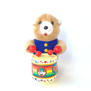 Vintage 1986 Drumming Bear Toy by HanStar Vintage Toy / Eighties Toy / Eighties Baby image 1