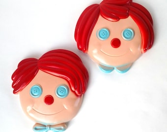 Vintage Raggedy Ann and Andy Chalkware Wall Plaques by Miller Studio - Vintage Kids Decor / Nursery Decor / Kitschy Cute / Vintage Kitsch