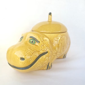Vintage Hippo Cookie Jar: Doranne of California, Kitschy Kitchen Decor