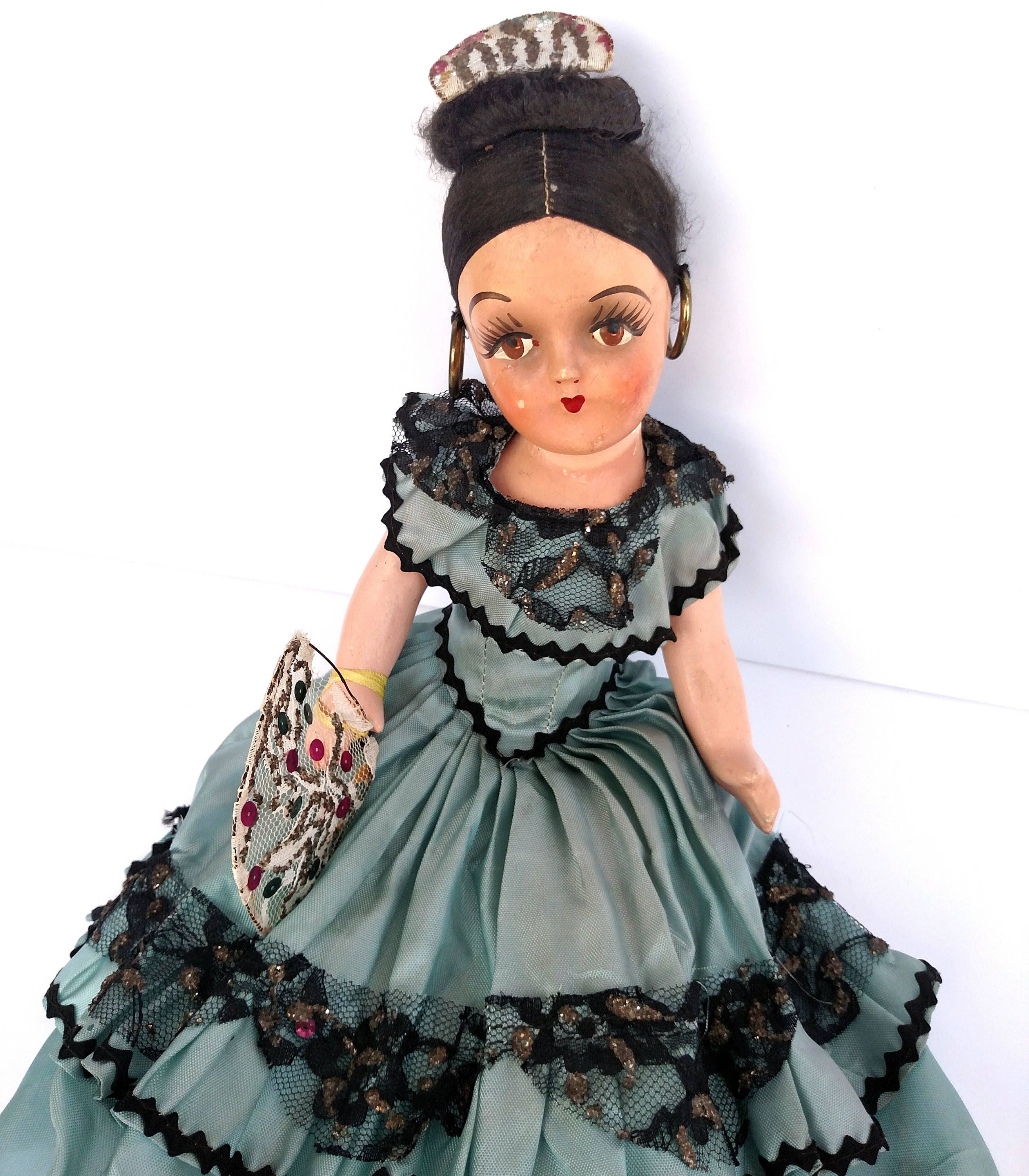 Vintage 1950's Spanish Flamenco Doll Made in Mexico