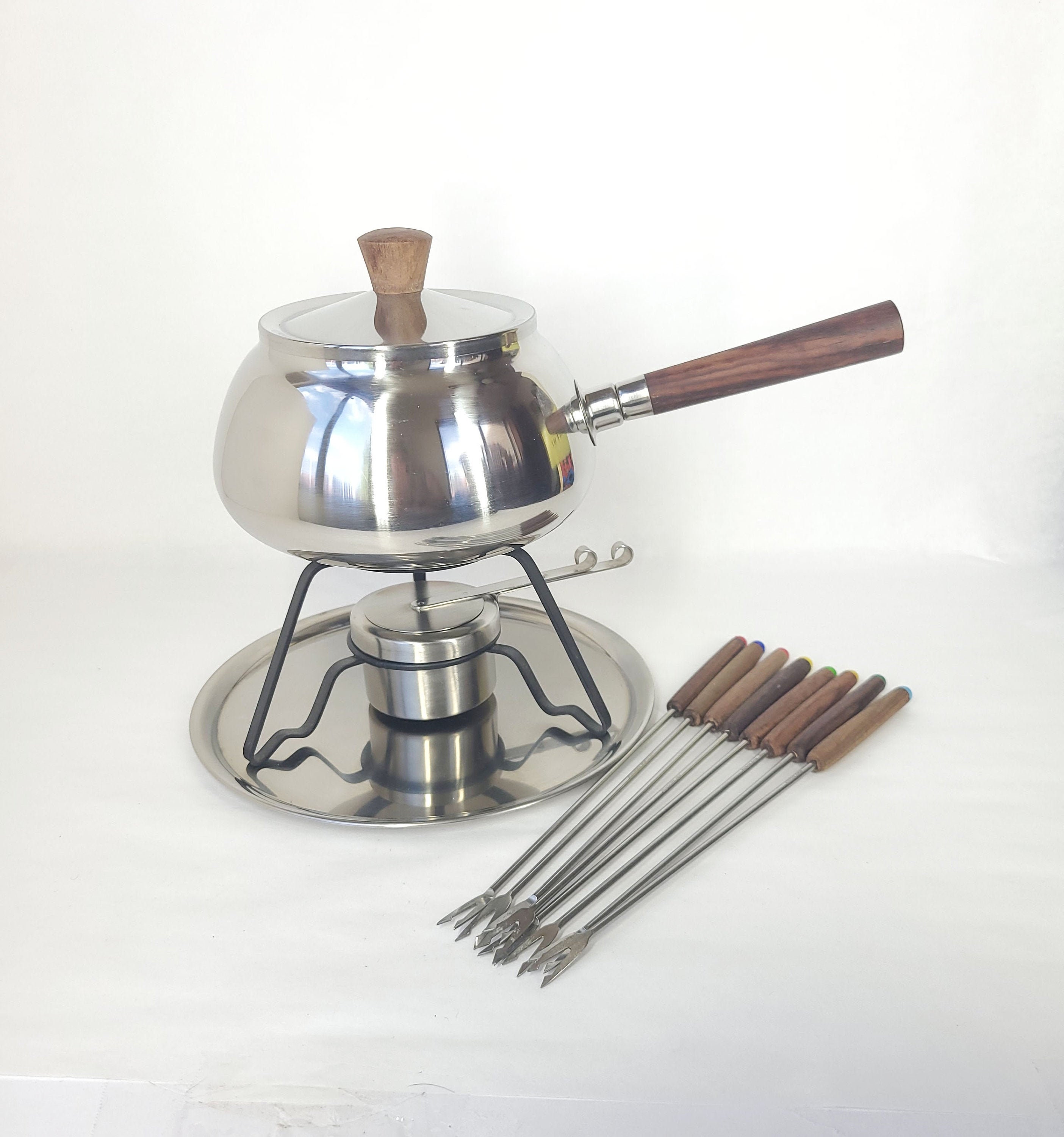 Molester mobiel Cyberruimte Vintage Stainless Steel Fondue Set With Multicolored Forks in - Etsy Sweden