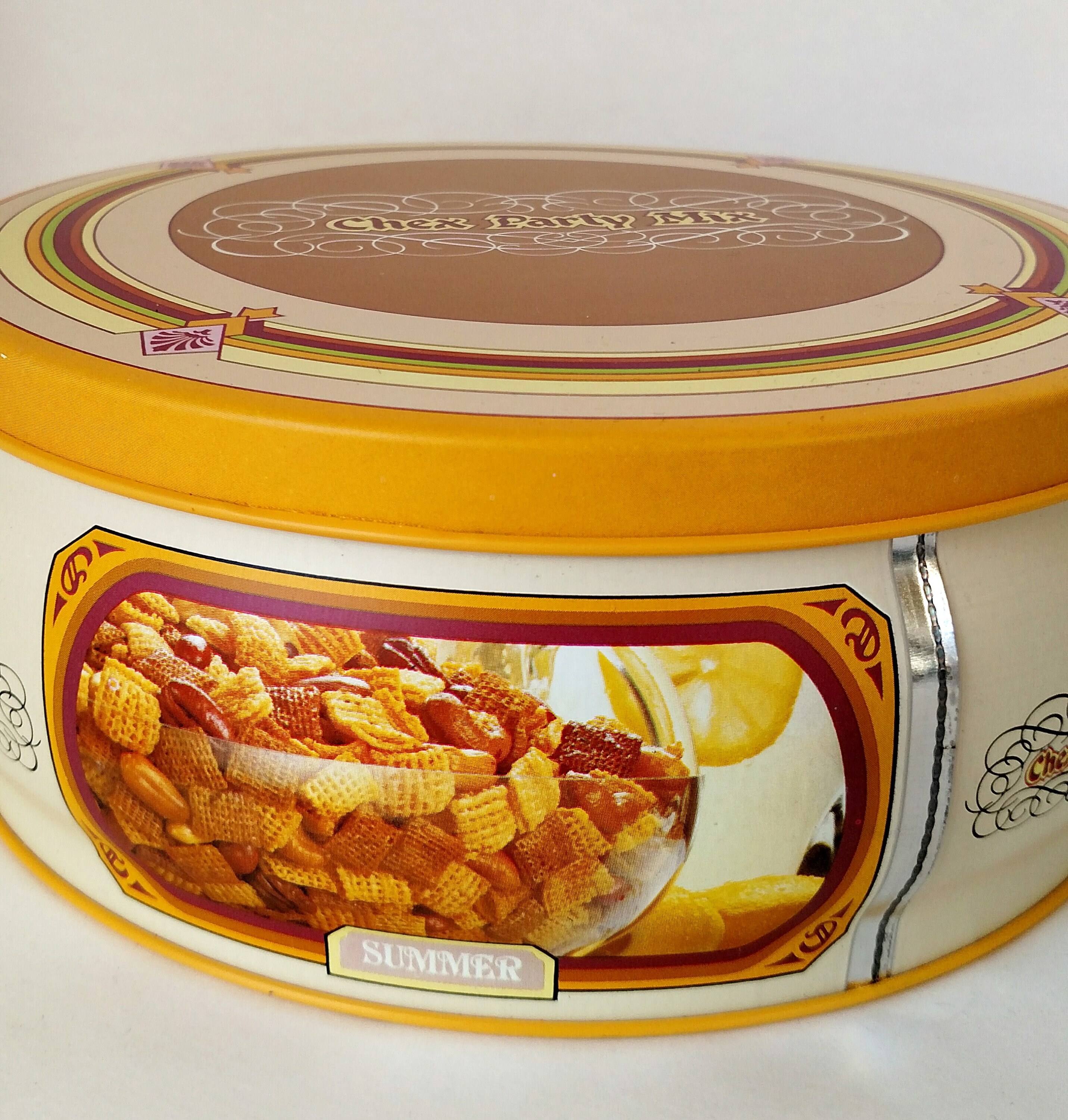 Vintage Chex Mix Four Seasons Party Mix Tin Canister Container