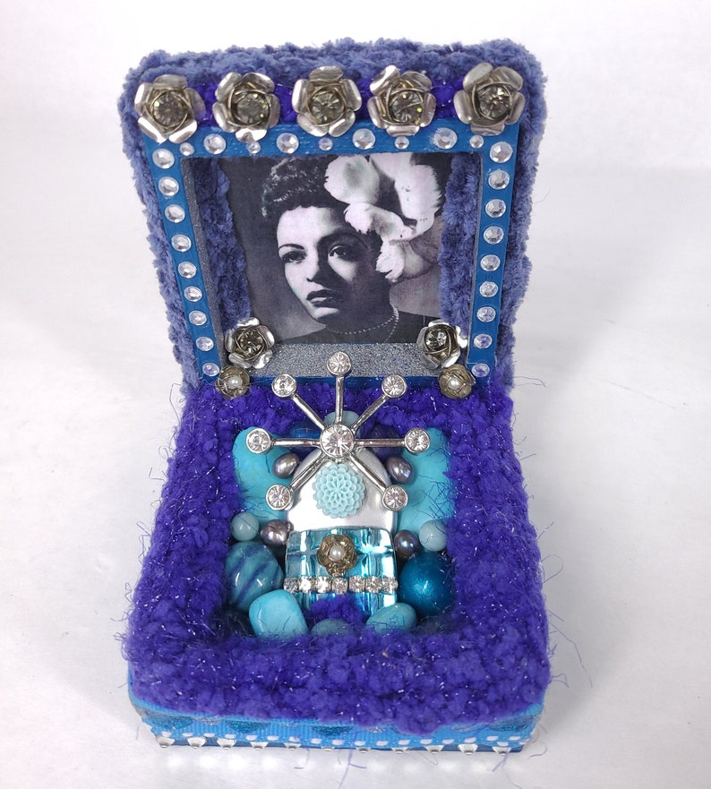 Billie Holiday Altar Shrine Box One of A Kind / Mixed Media Assemblage / Altar Box / Lady Sings The Blues image 3