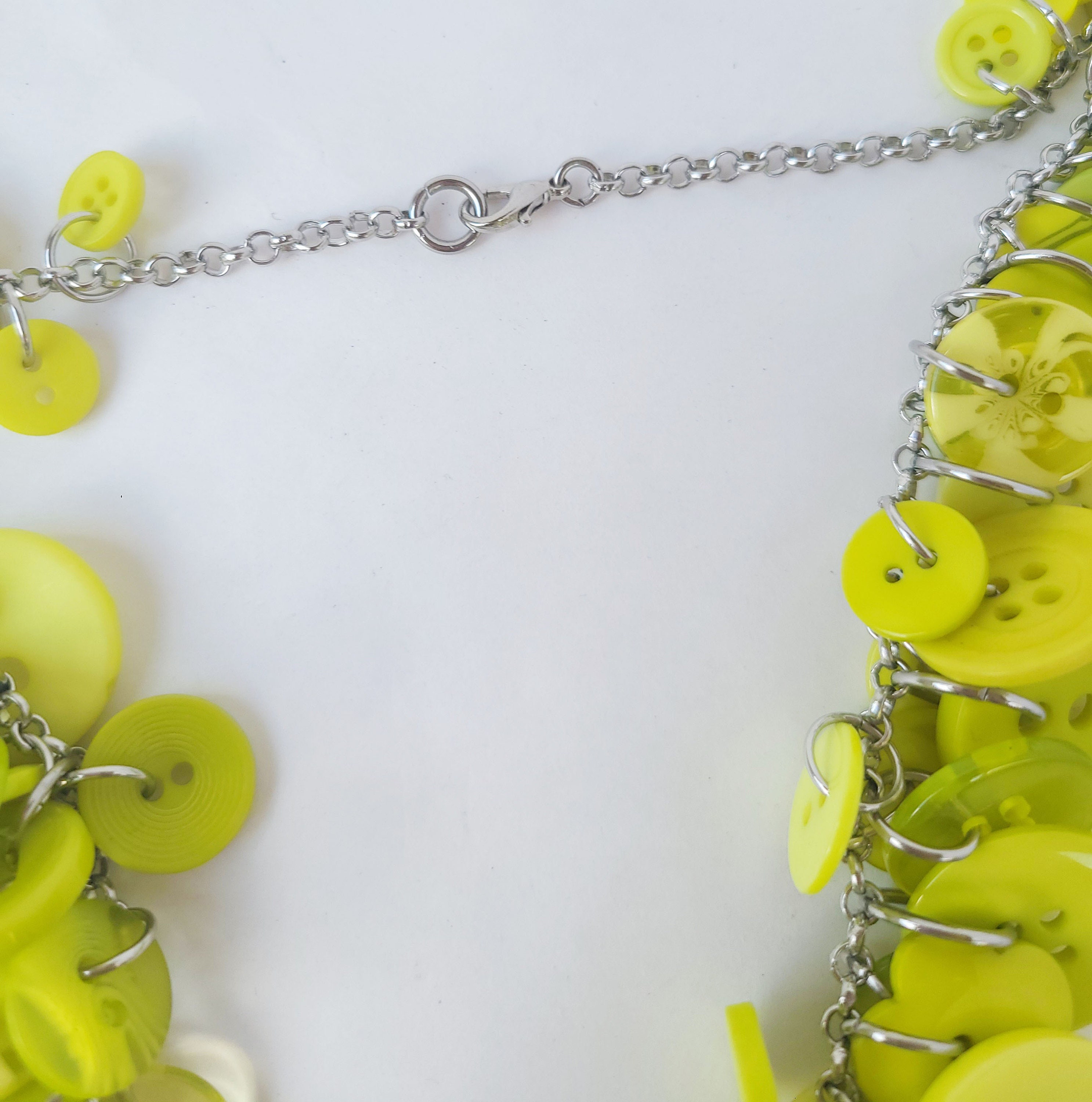 Upcycled Vintage Chartreuse Button Necklace: Chunky Statement Jewelry ...
