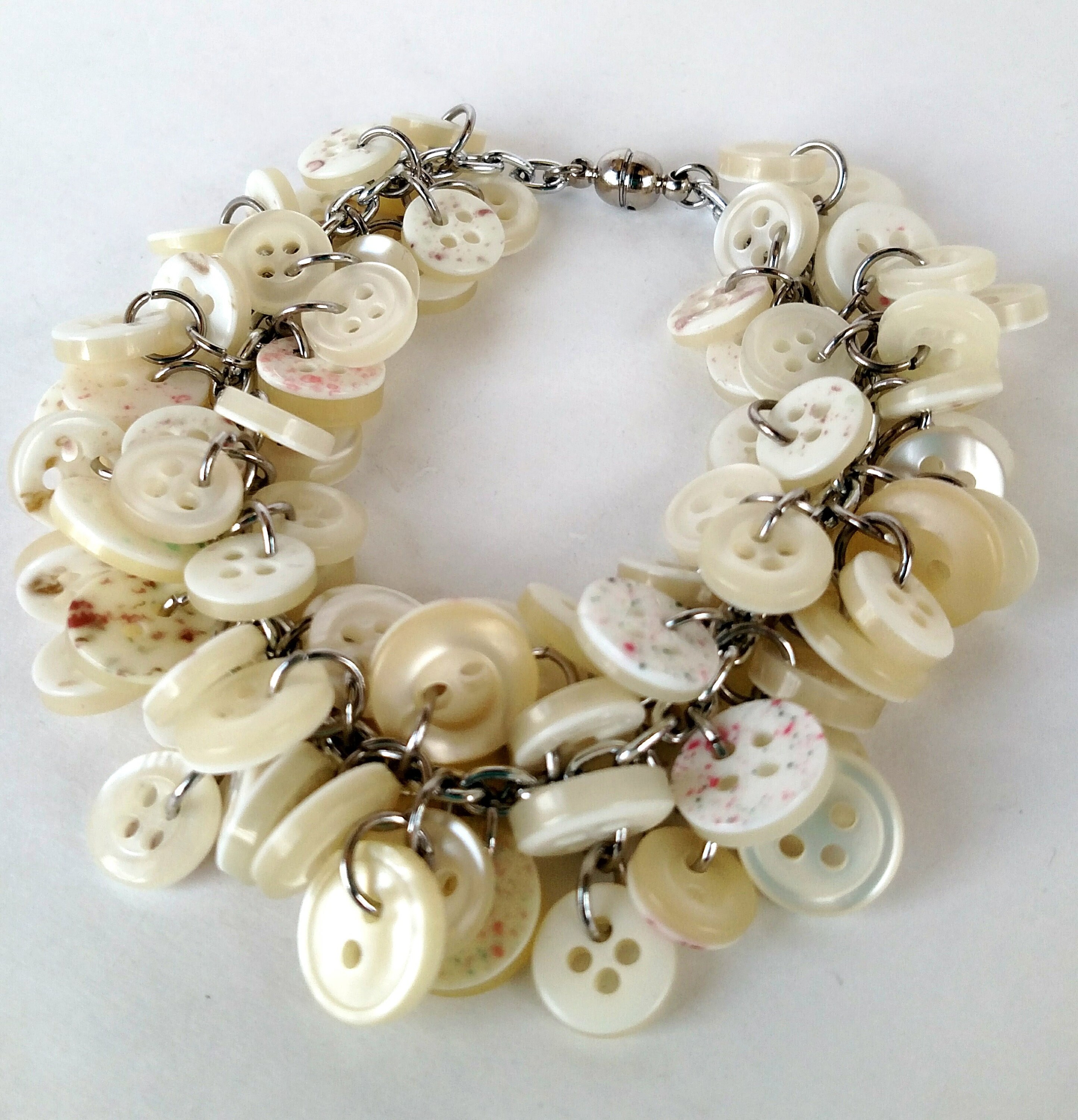 Faux Shell Button Cha Cha Charm Bracelet