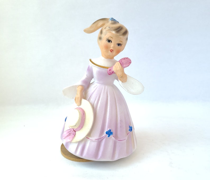 Vintage Schmid Bros Birthday Girl Musical Figurine in Purple Vintage Figurine / Kitschy Cute / Vintage Birthday / Vintage Kitsch image 1