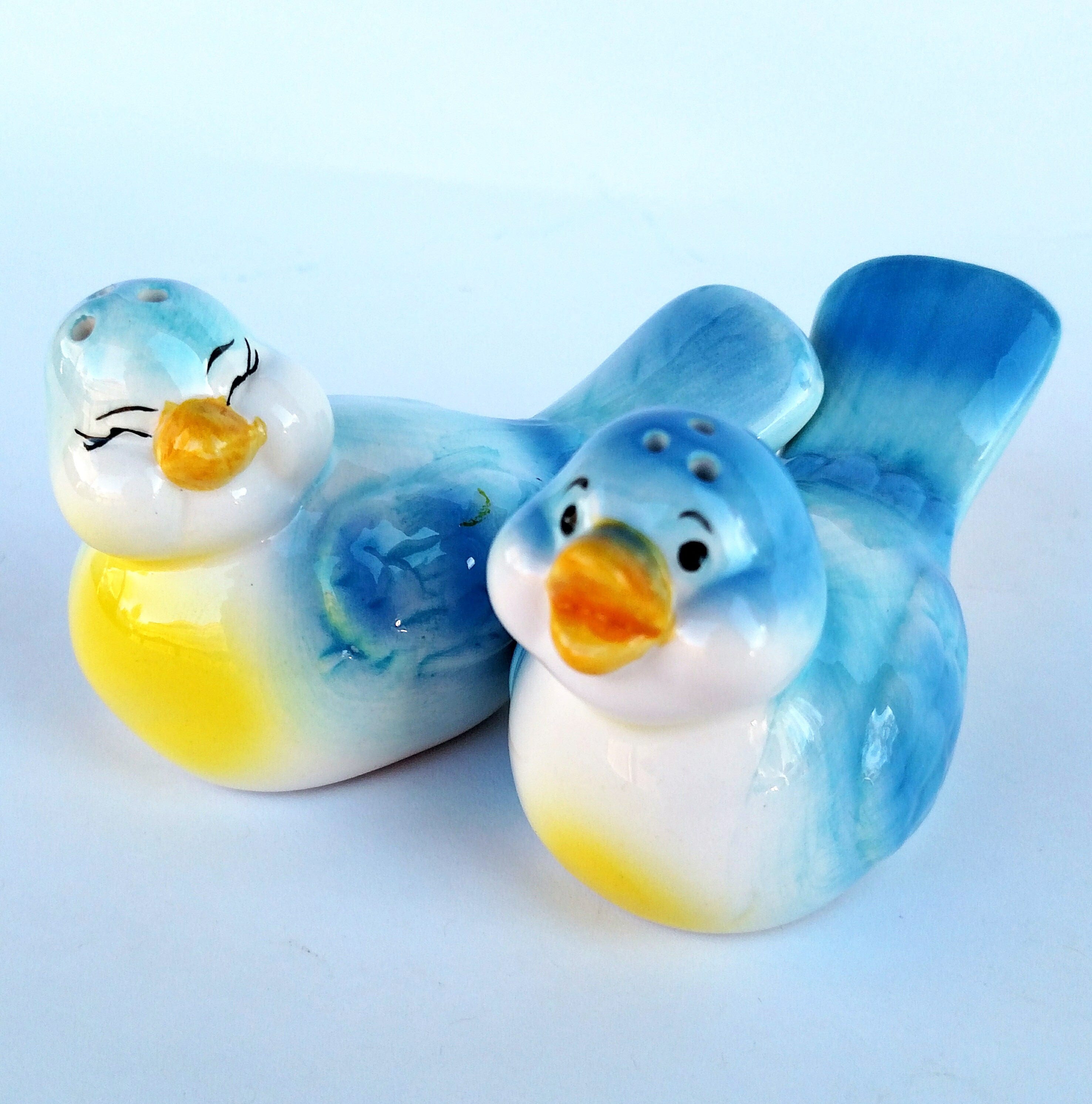 Vintage Bluebird Salt and Pepper Shakers