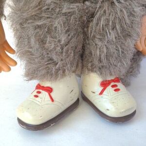 Vintage Plastic Face Furry Monkey Plush with Sneakers Made in Japan 15 Inches / Rubber Face Plush / Vintage Plush Monkey / Kitschy Cute image 8