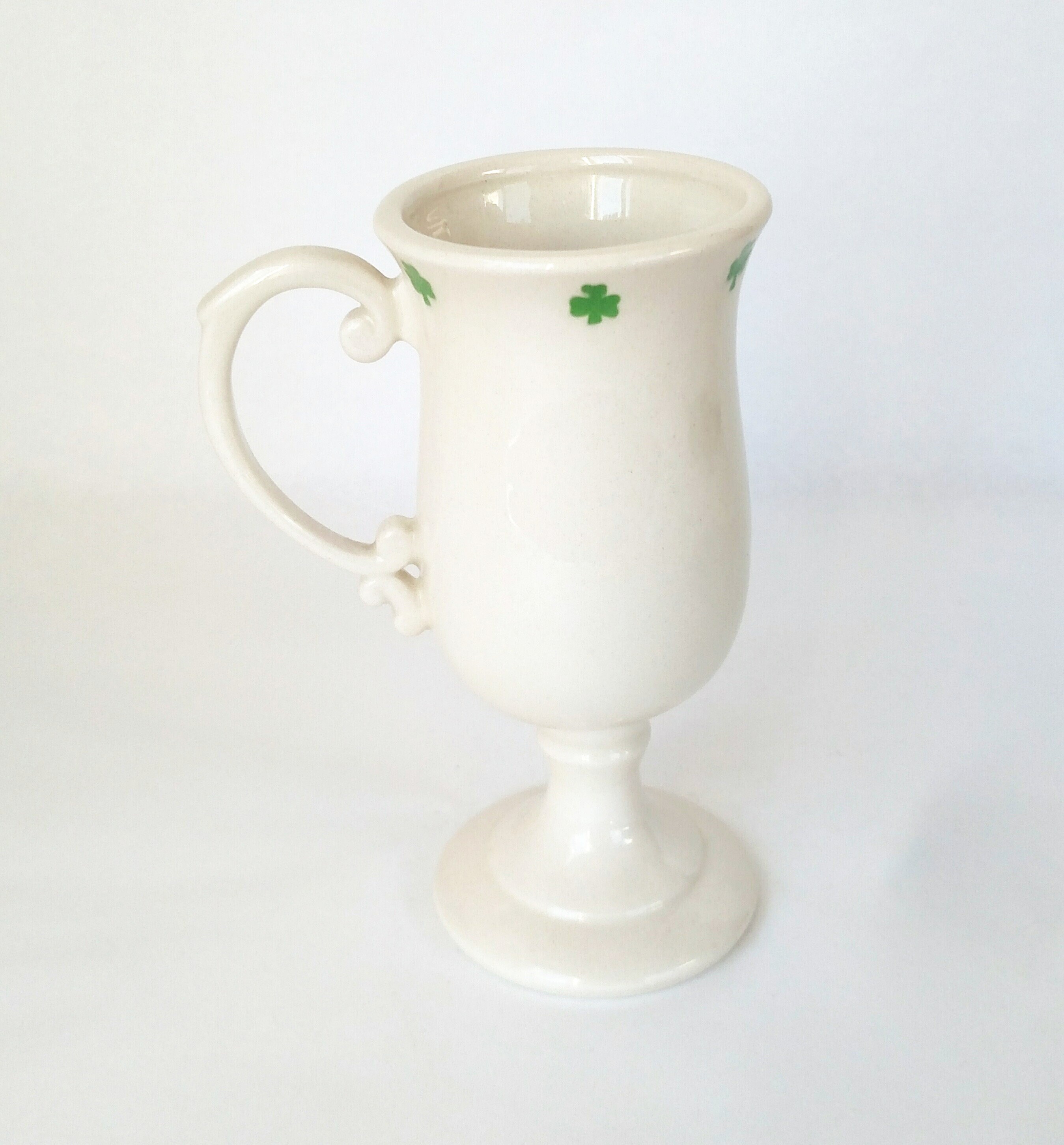 Vintage Irish Coffee Ceramic Footed Mug with Shamrock Design
