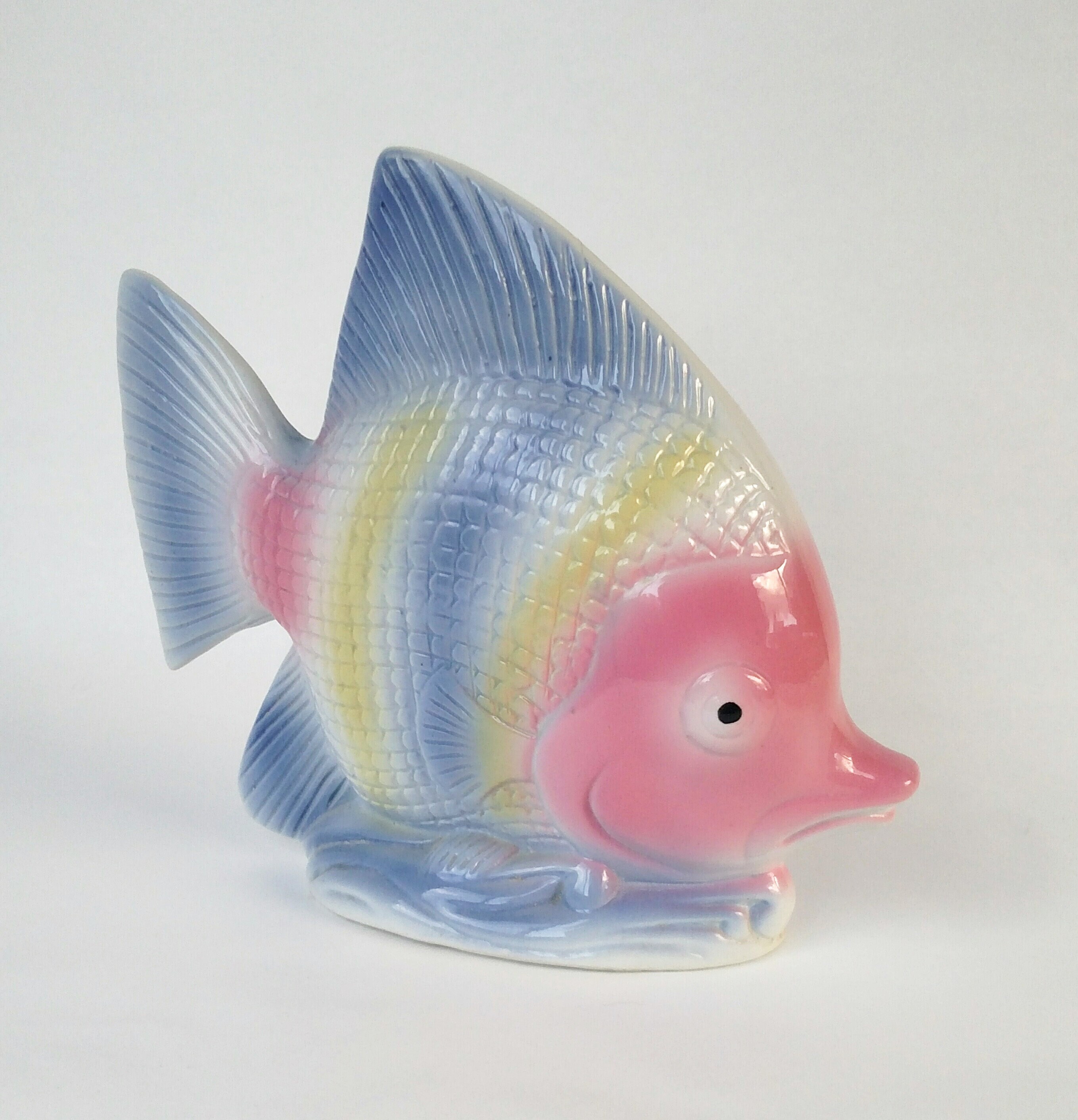Vintage Large Ceramic Pastel Fish Figurine