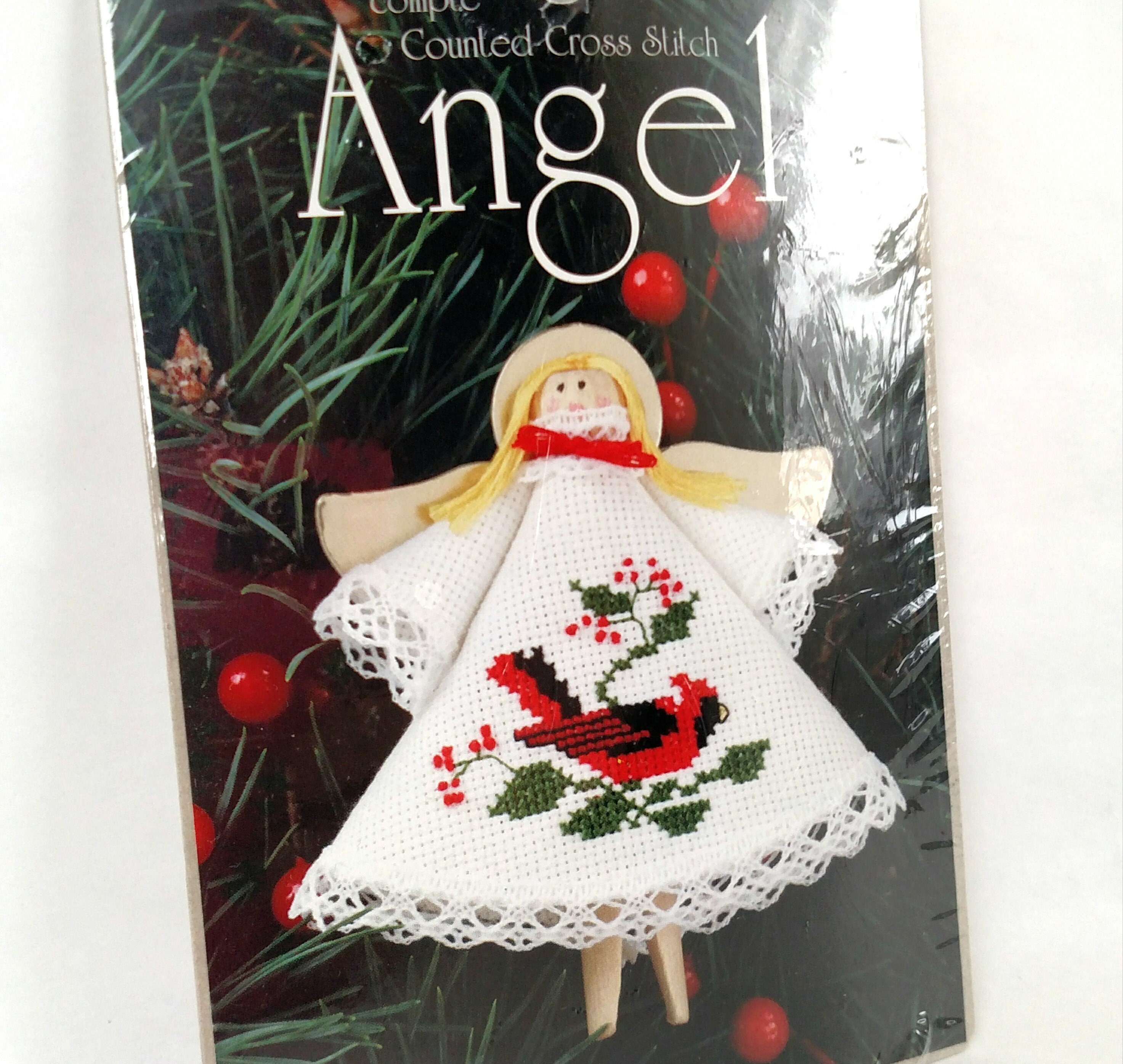 Clothespin Angel Counted Cross Stitch Kit with Snowman Design 1470
