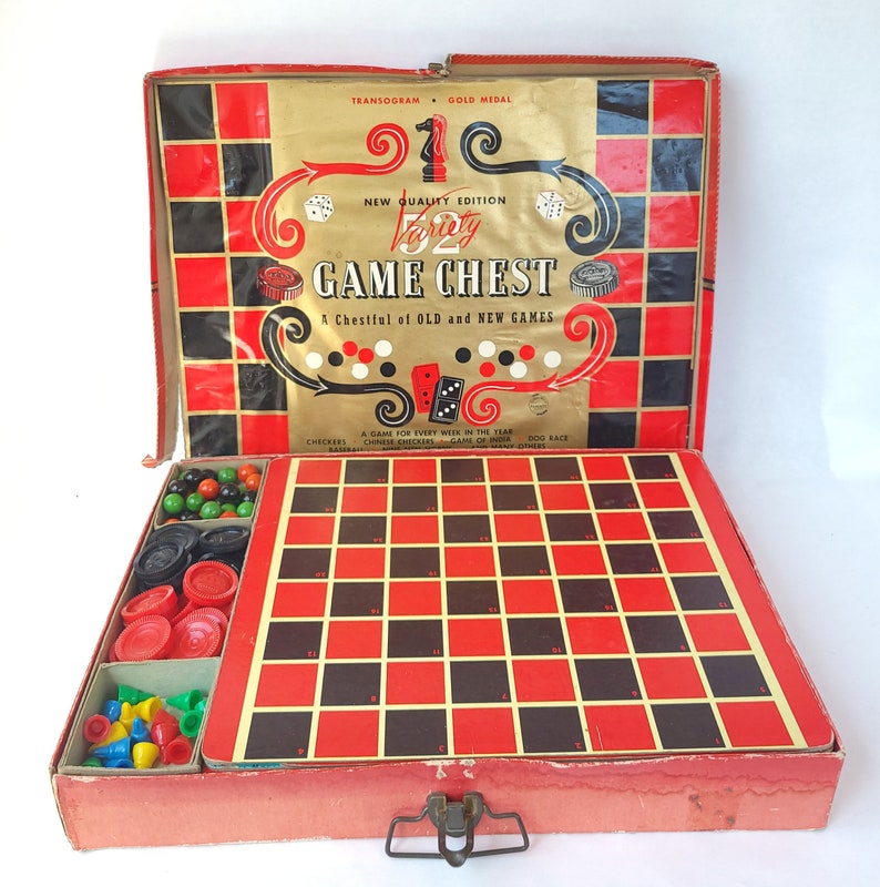 Vintage 1950's 52 Variety Game Chest by Transogram Company Vintage Game Set / Vintage Board Game / Vintage Toy image 4