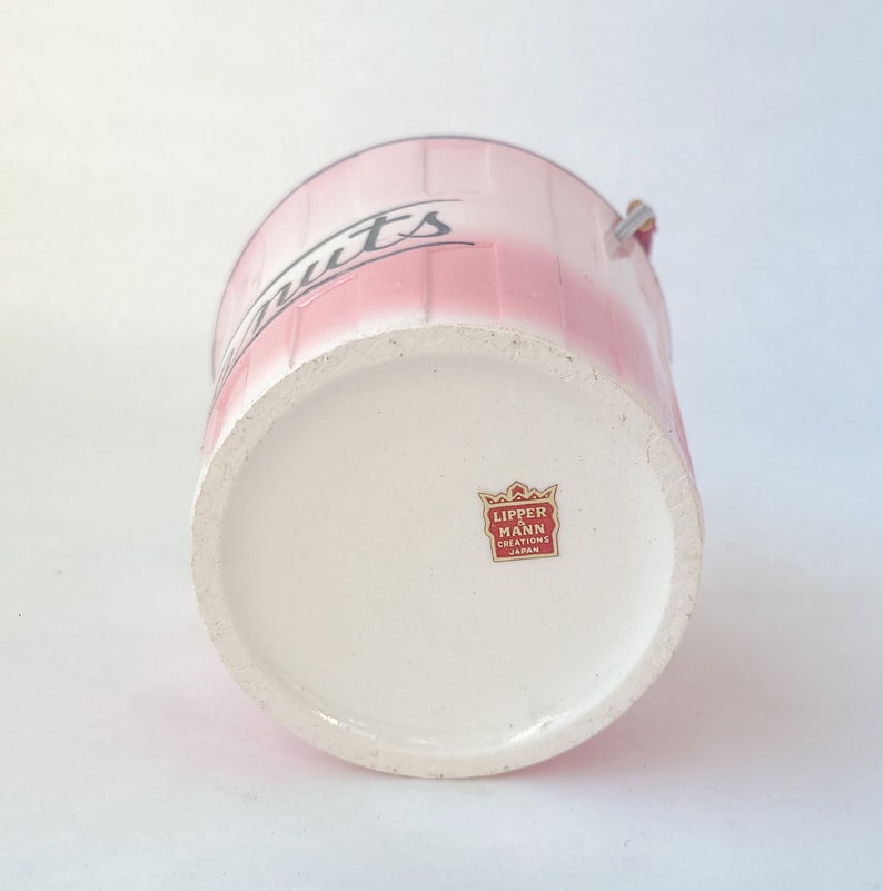 Set of 2 Vintage Ceramic Candies and Peanuts Buckets by Lipper Mann Vintage Kitsch / Kitschy Kitchen / Pink Kitchen image 10