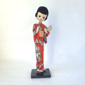 Vintage Big Eyes Japanese Doll in Kimono Vintage Doll / Kimono Doll / Pose Doll / Kitschy Cute / Kitschy Doll / Japanese Fashion Doll image 5