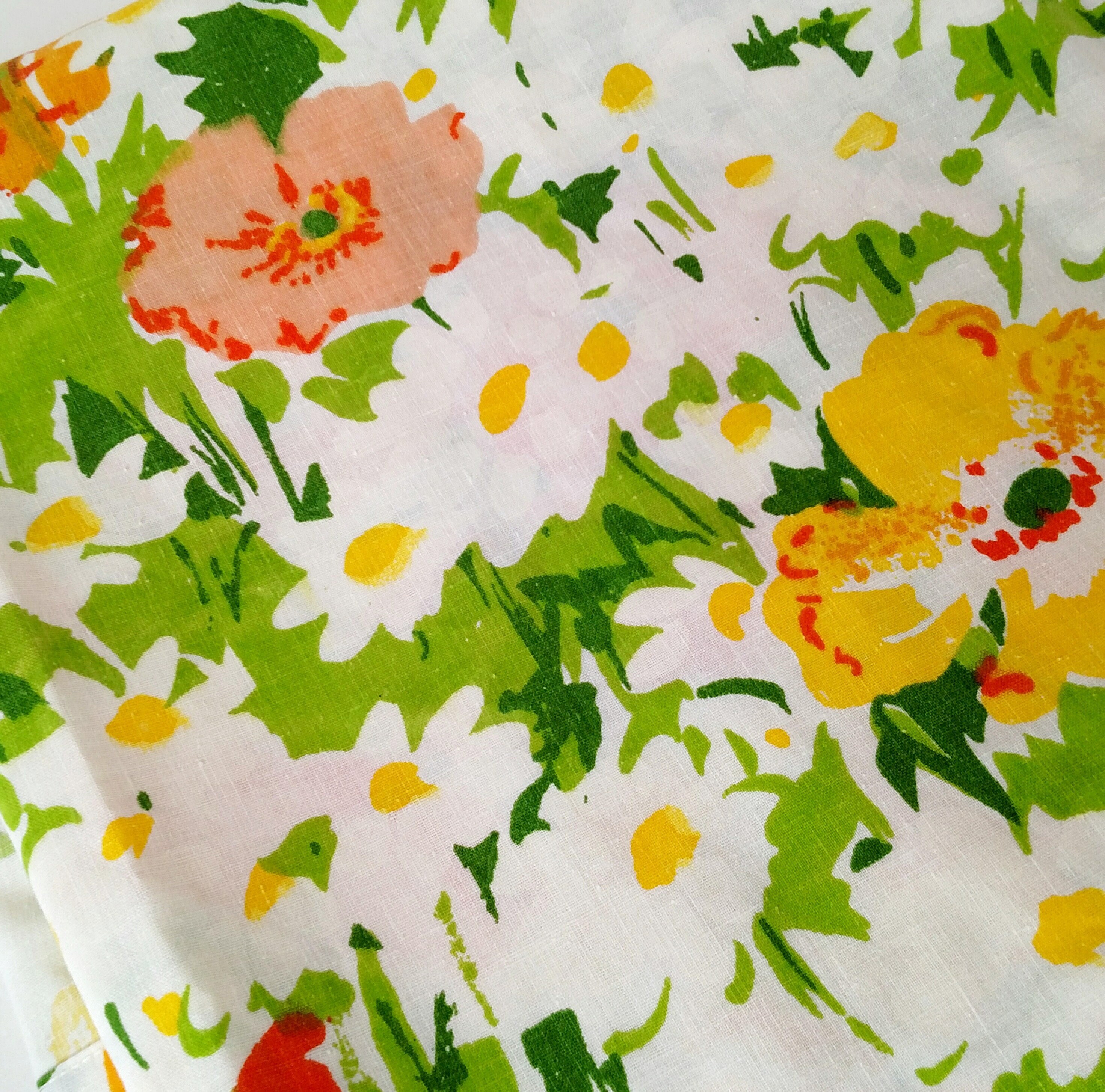 Vintage Spring Floral Twin Flat Sheet in Orange, Yellow, Pink and Green by Lady Pepperell