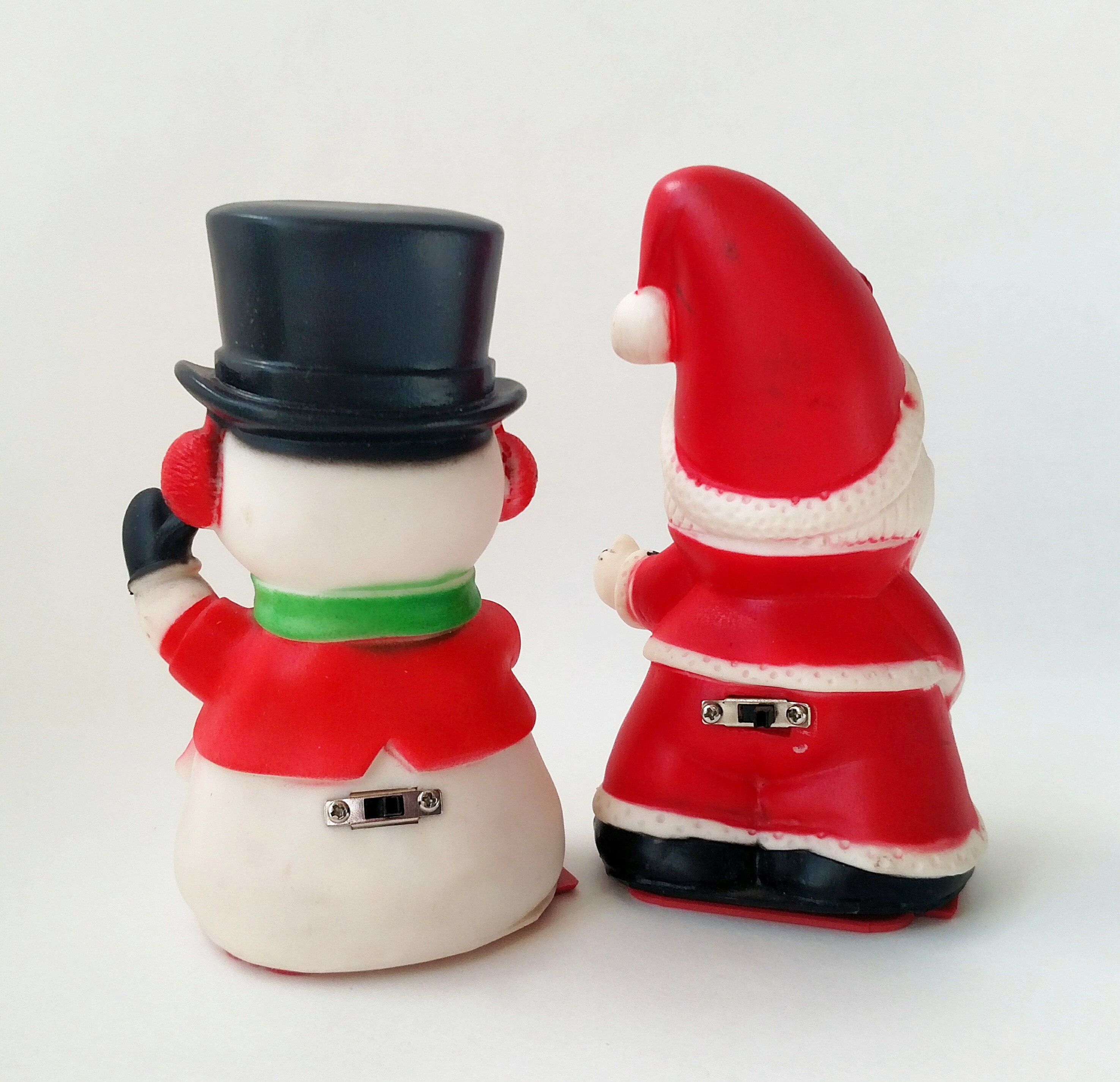 Set of 2 Vintage Plastic Christmas Figurines Santa Claus and Frosty The