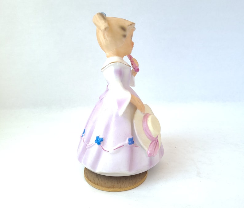 Vintage Schmid Bros Birthday Girl Musical Figurine in Purple Vintage Figurine / Kitschy Cute / Vintage Birthday / Vintage Kitsch image 6