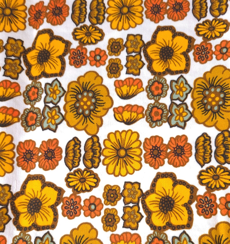 Vintage Dupont Savalux Screen Print Floral Fabric 62 x 49 Groovy Fabric / Retro Fabric / Vintage Fabric image 9