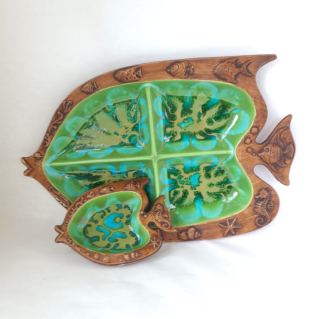 Vintage Treasure Craft Fish Chip and Dip Serving Set - Vintage Tiki ...