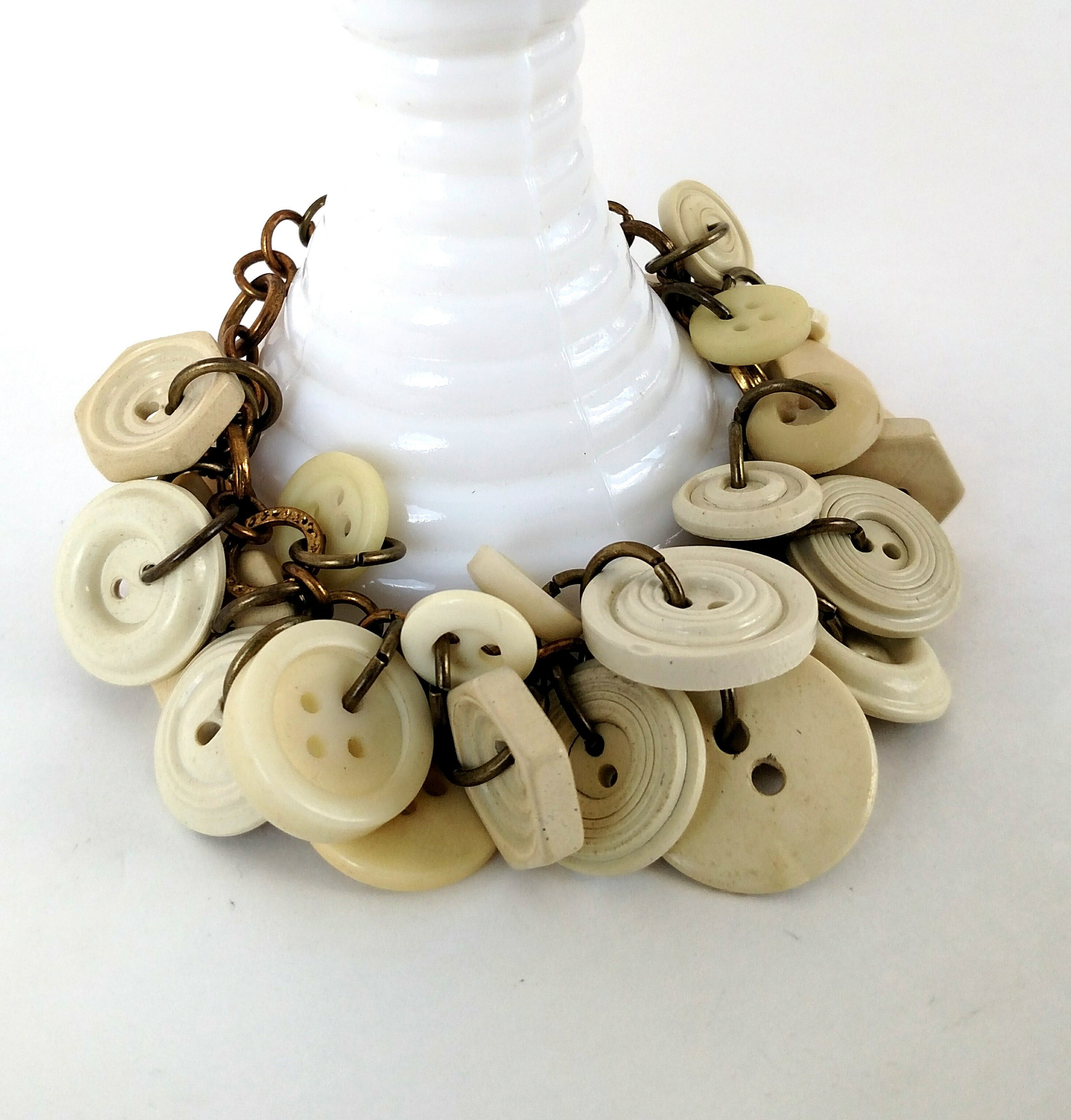 Vintage Button Cha Cha Charm Bracelet