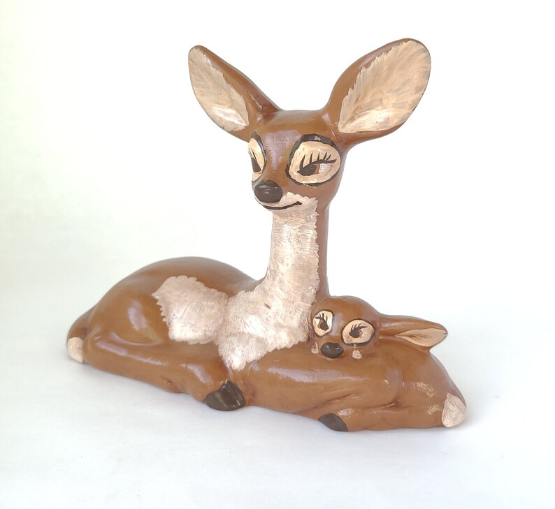 Vintage Mommy and Baby Deer Figurine Etsy