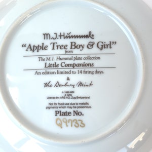 Vintage 1989 M.I Hummel Apple Tree Boy and Girl Collectible Plate From The Little Companions Collection Hummel Plate / Kitschy Cute image 9