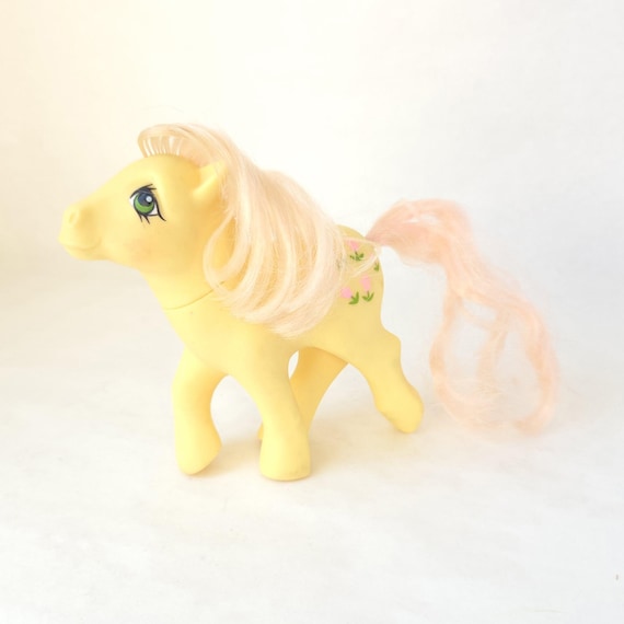 1984 Posey My Little Pony - Generation 1 - Yellow With Pink Tulips