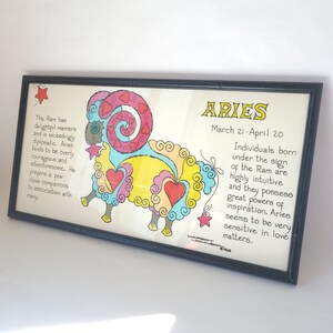 Vintage 1968 Framed Margot Johnson Aries Zodiac Print Vintage Zodiac Art / Aries Art / Sixties Zodiac image 4