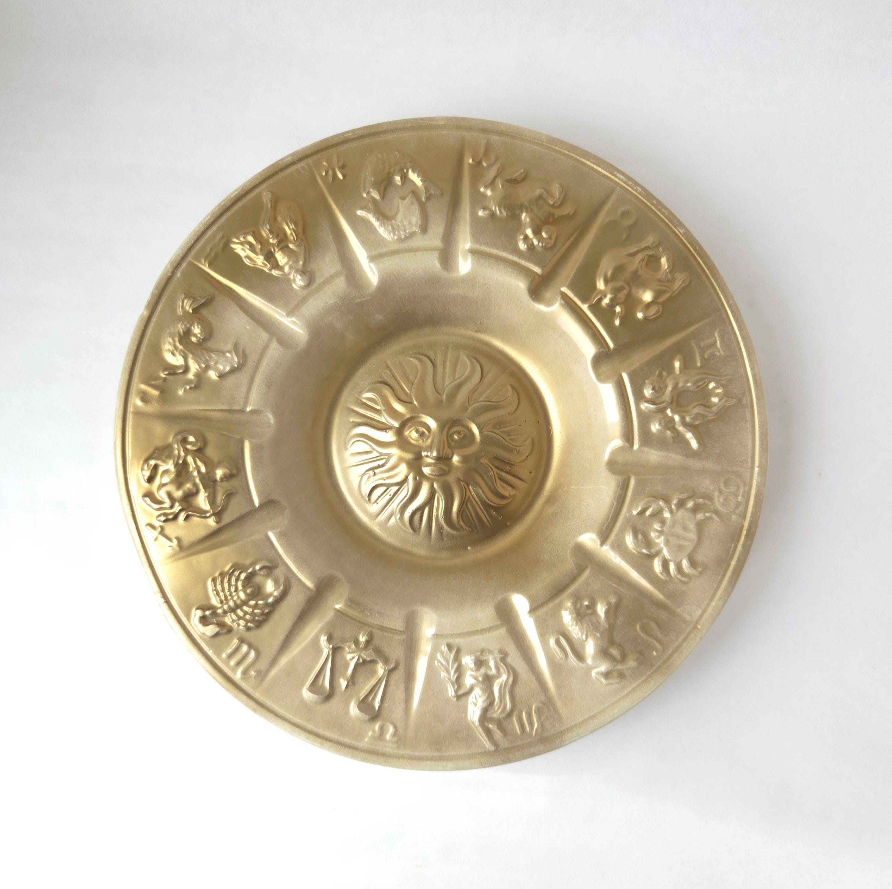 Vintage 1970s Zodiac Ashtray: Gold Ceramic Astrological Decor - Etsy