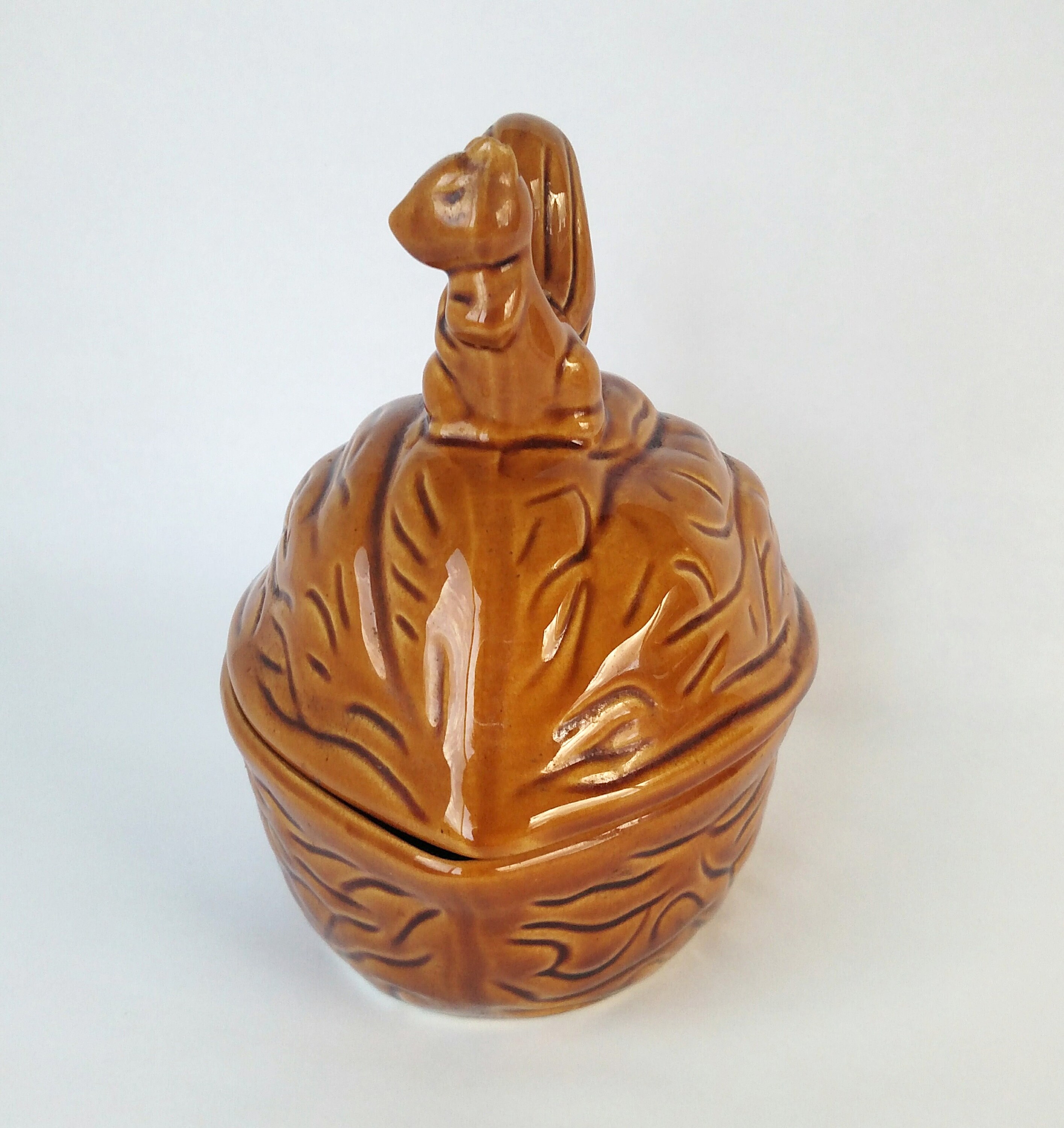 Vintage Squirrel and Nut Covered Candy Dish