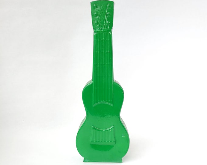 Vintage Green Glass Guitar Shaped Bottle Decanter Guitar Bottle