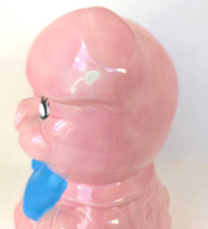 Vintage Large Ceramic Piggy Bank with Bowtie: Kitschy Decor image 8
