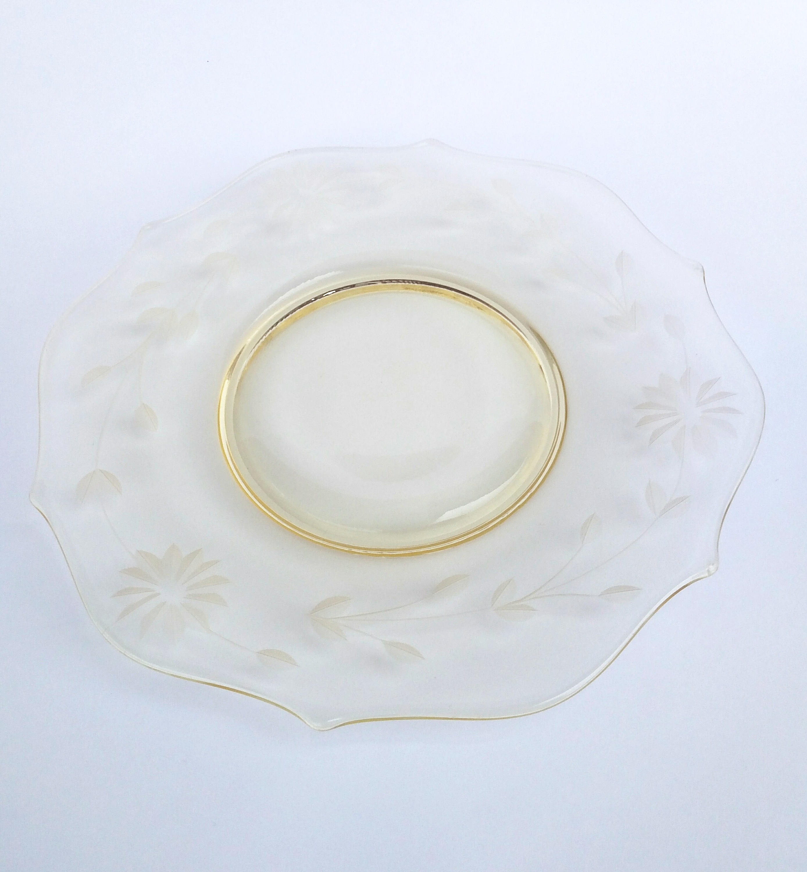 Vintage 1930's Yellow Lancaster Jubilee Depression Glass Plates Four