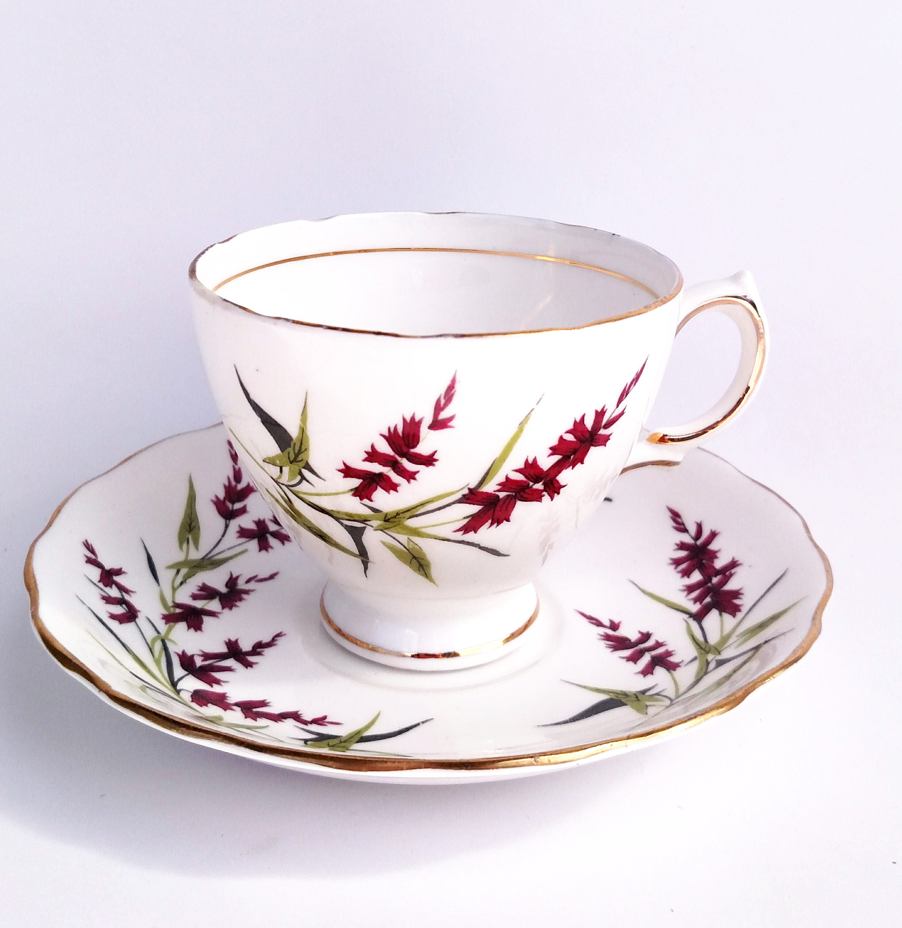 Vintage Colclough Bone China Tea Cup and Saucer Set in White with