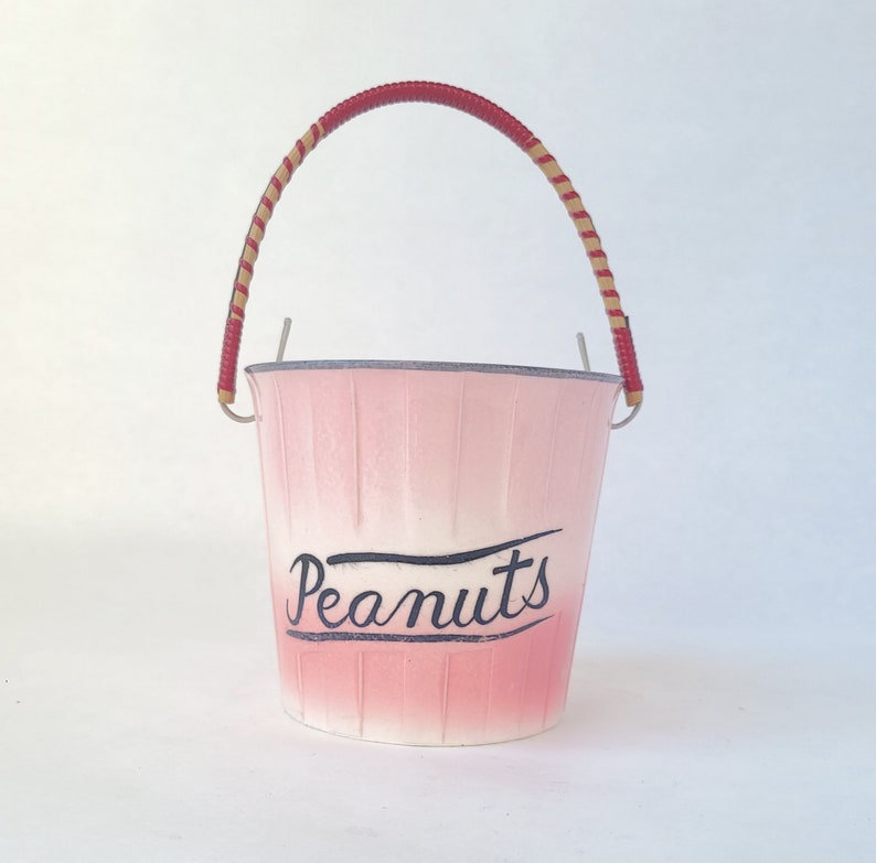 Set of 2 Vintage Ceramic Candies and Peanuts Buckets by Lipper Mann Vintage Kitsch / Kitschy Kitchen / Pink Kitchen image 8