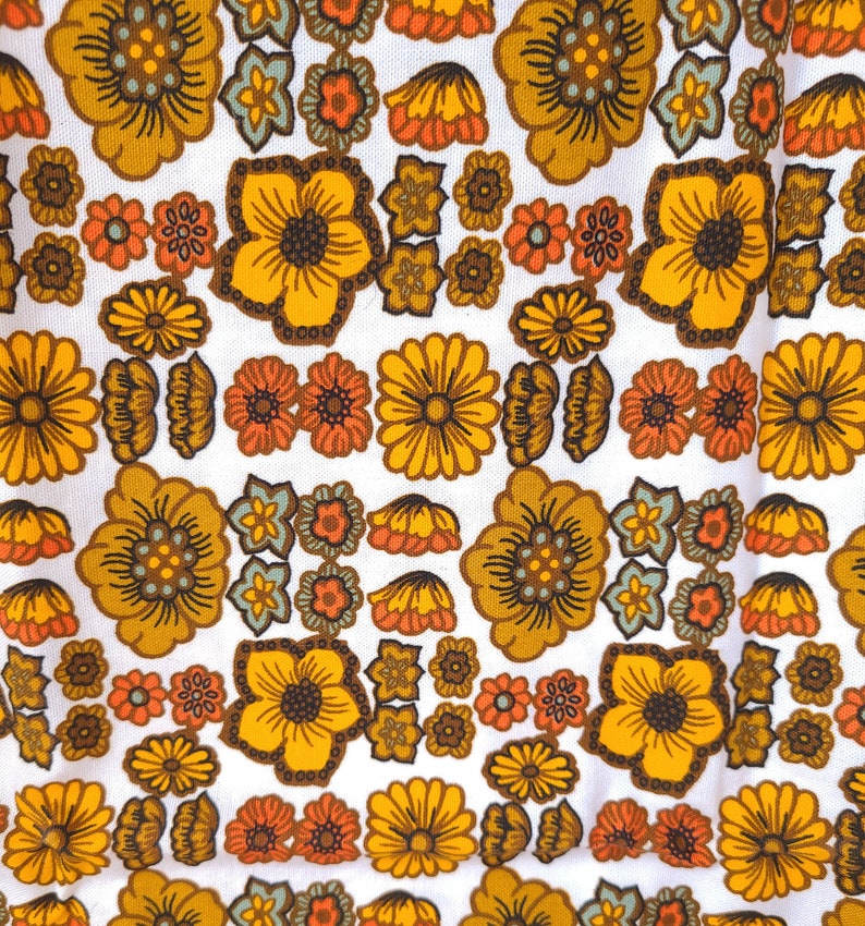 Vintage Dupont Savalux Screen Print Floral Fabric 62 x 49 Groovy Fabric / Retro Fabric / Vintage Fabric image 5