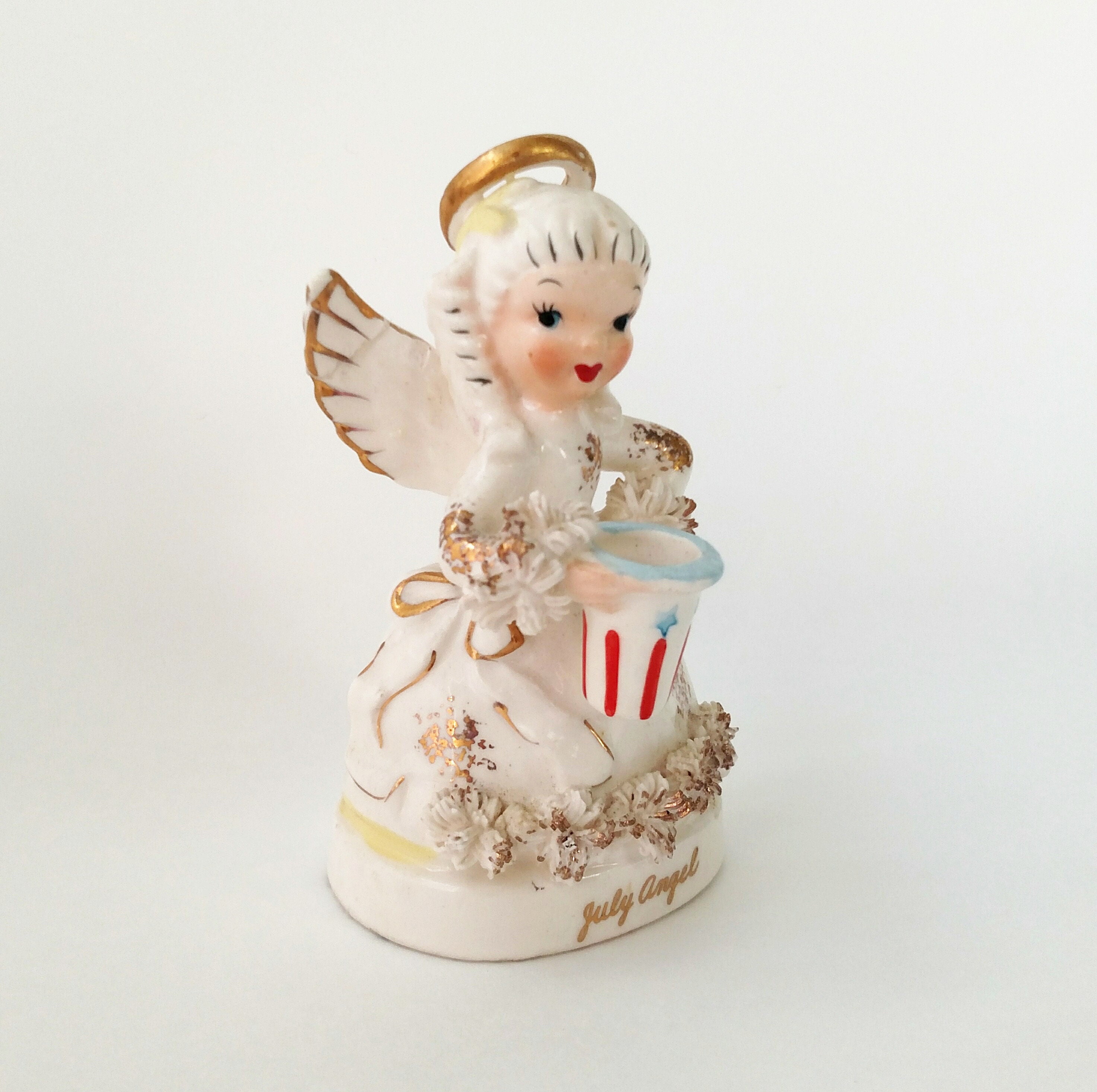 Vintage Napco July Birthday Fourth of July Angel Figurine