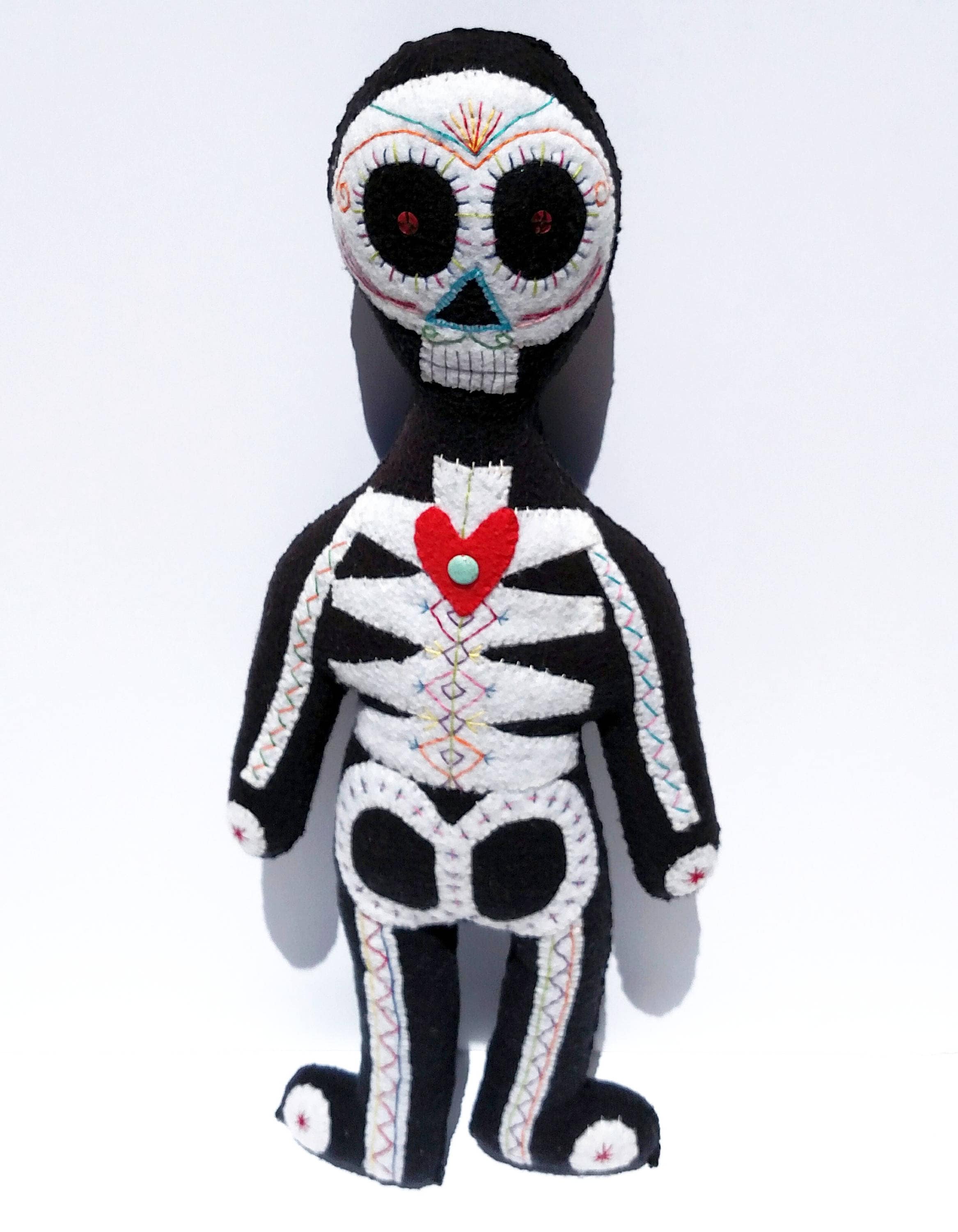Day of The Dead Skeleton Doll Hand Sewn One of a Kind Etsy