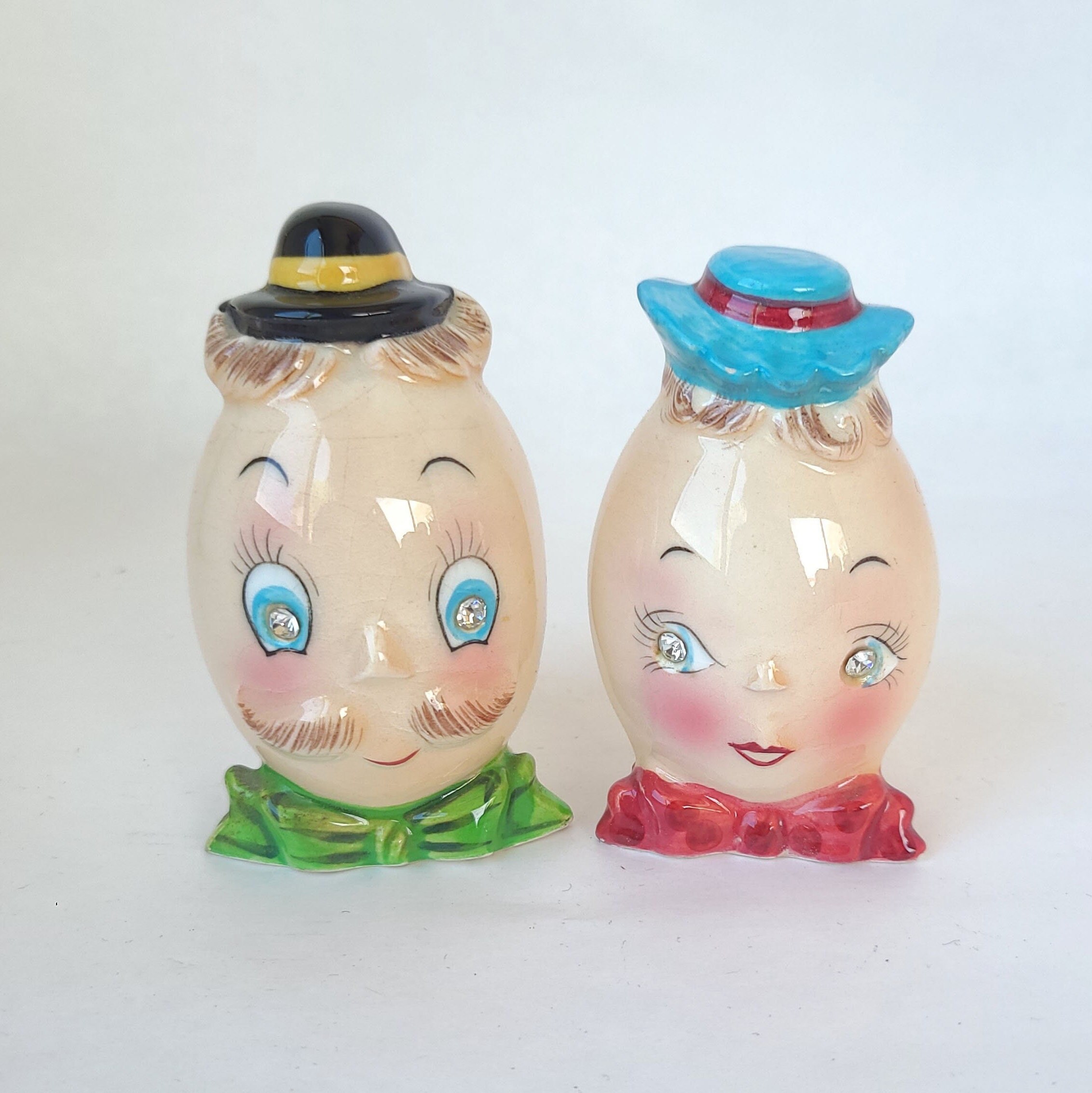 Vintage Anthropomorphic Egg Salt and Pepper Shakers: PY Miyao