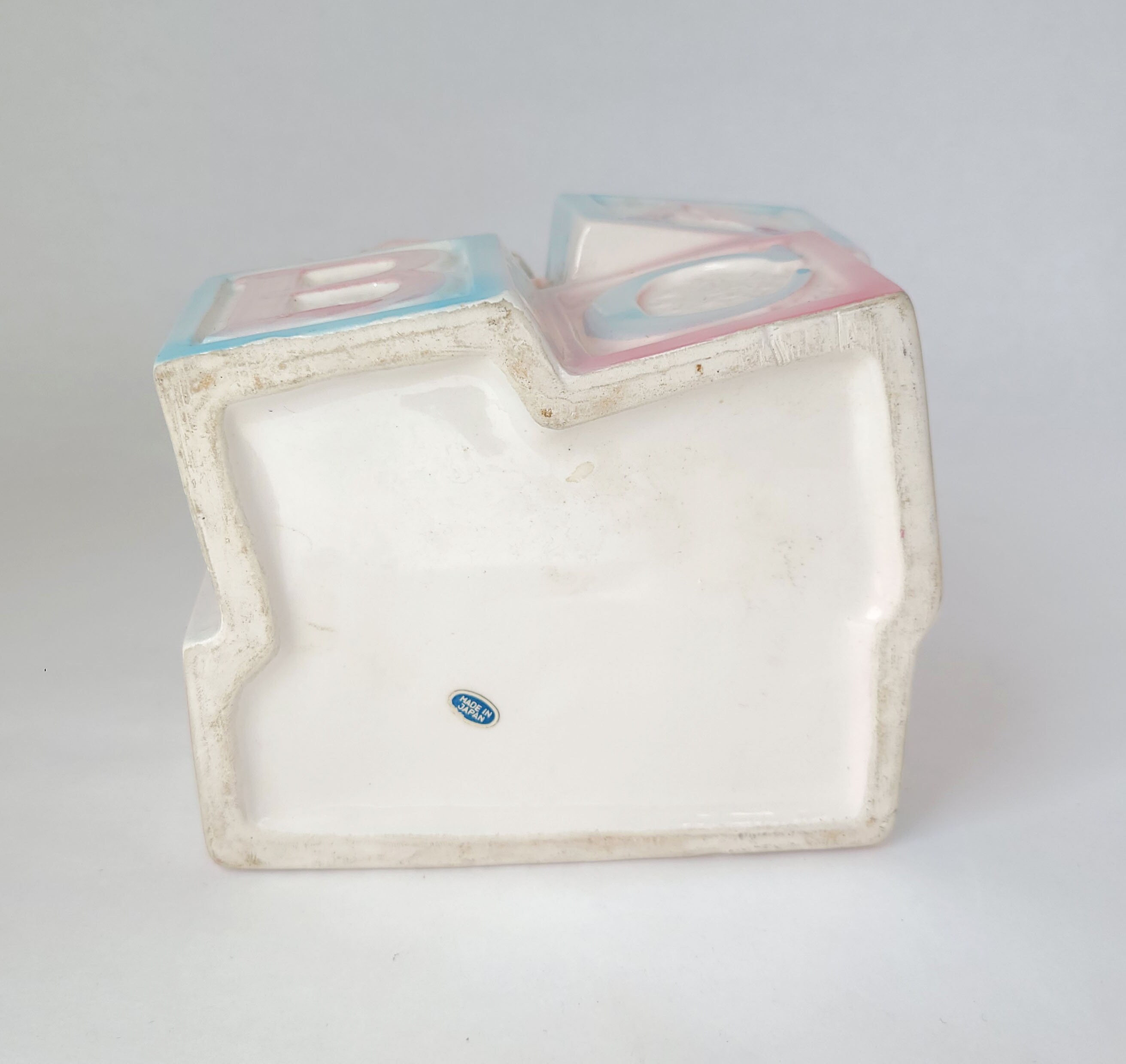 Vintage Ceramic Baby Planter: Alphabet Block Nursery Decor - Made