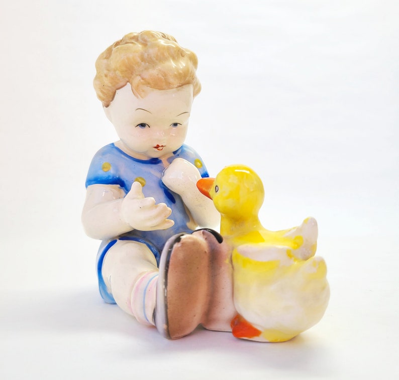 Vintage Lego Japan Figurine of Little Boy with Duck