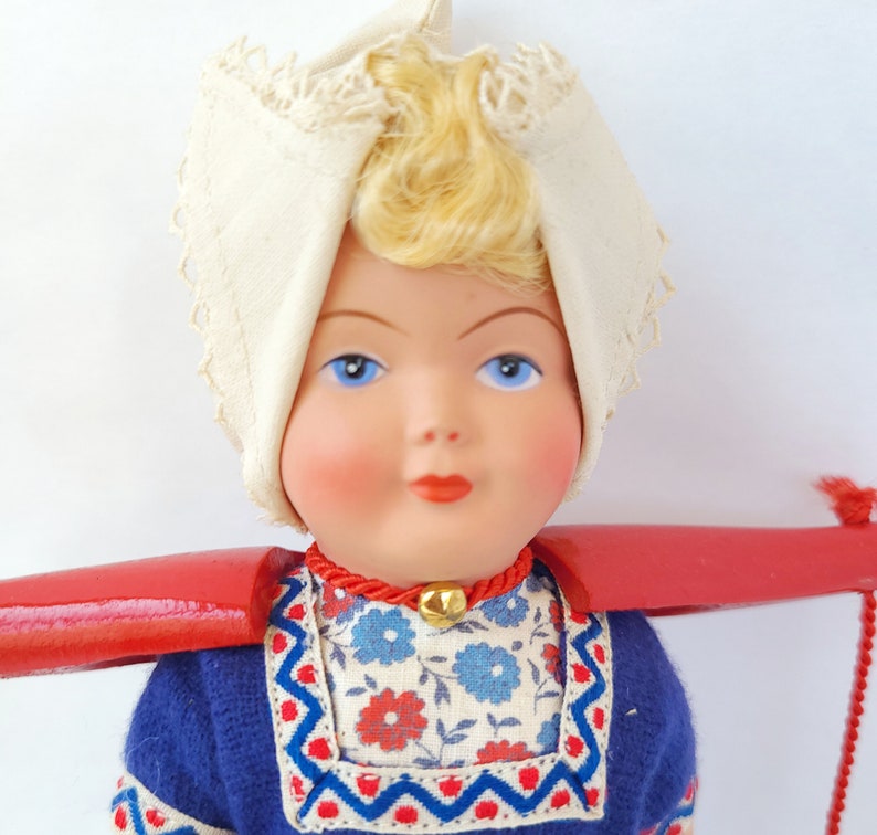 Vintage Dutch Girl Milkmaid Doll by Dovina Dolls Vintage Dutch Doll / Vintage Doll / Milkmaid Doll / Kitschy Doll / Kitschy Cute image 3