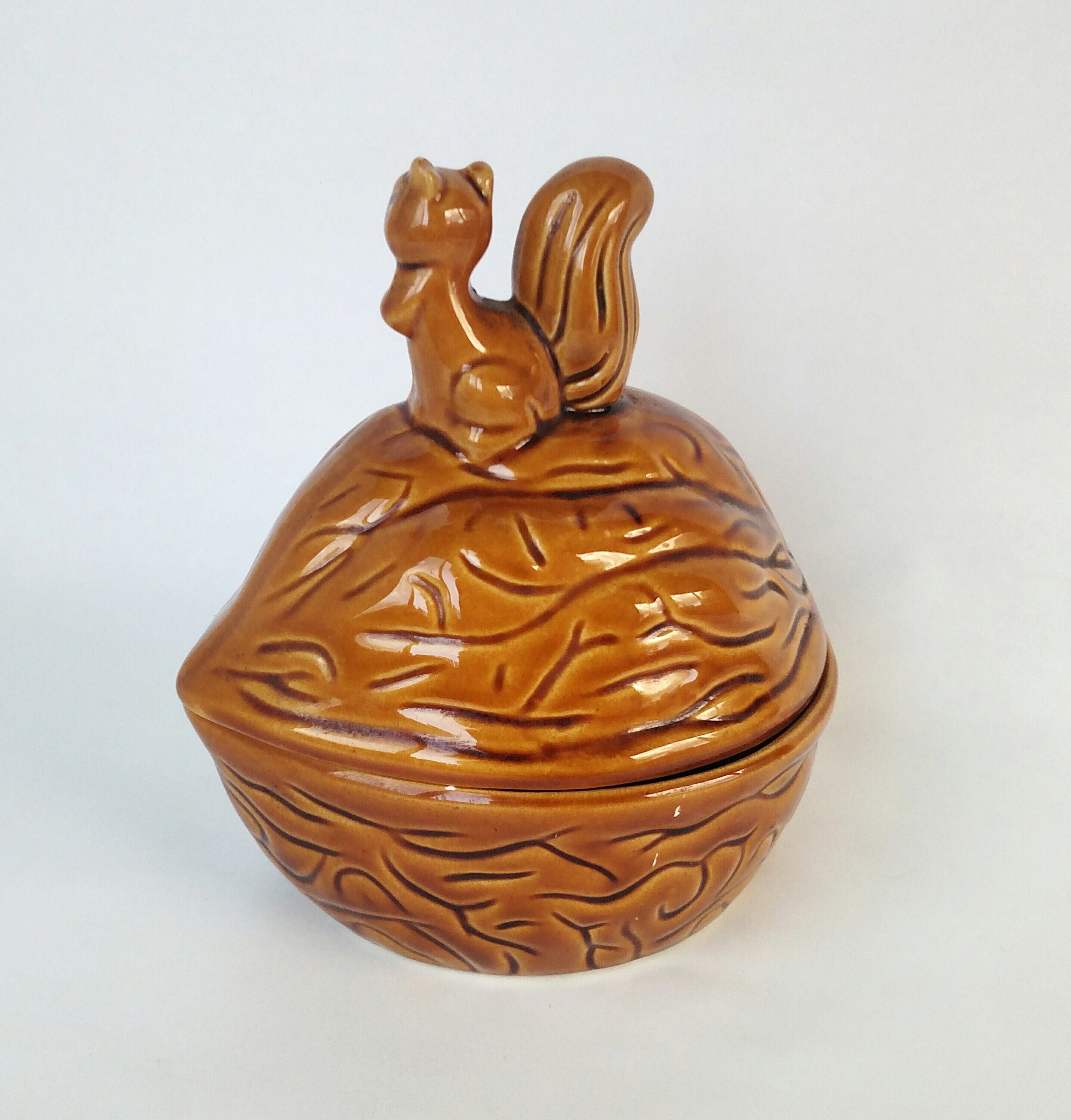 Vintage Squirrel and Nut Covered Candy Dish