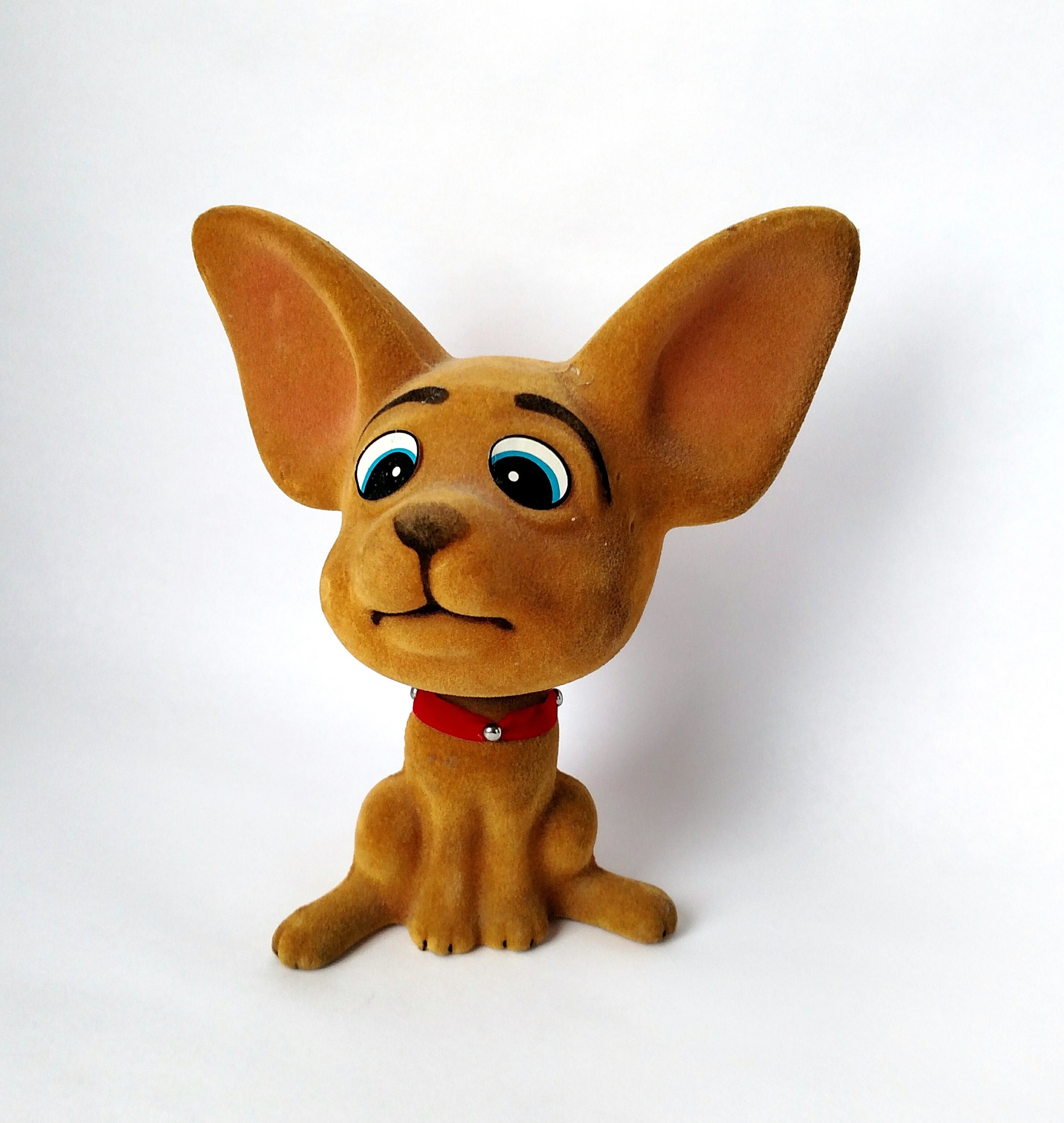 Vintage Kitschy Cute Flocked Bobble Head Chihuahua
