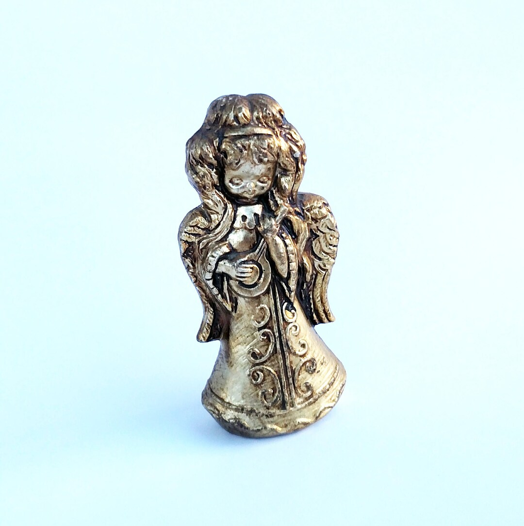 Vintage 1960's Kitschy Cute Gold Angel Playing Guitar Made Etsy