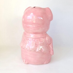 Vintage Large Ceramic Piggy Bank with Bowtie: Kitschy Decor image 6